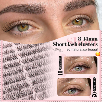 Goddvenus Brown Wispy Eye Lash Clusters Kit Natural Cluster Eyelash Extensions Kit False Eyelash Clusters Fluffy DIY Individual Lash Extensions Kit C Curl
