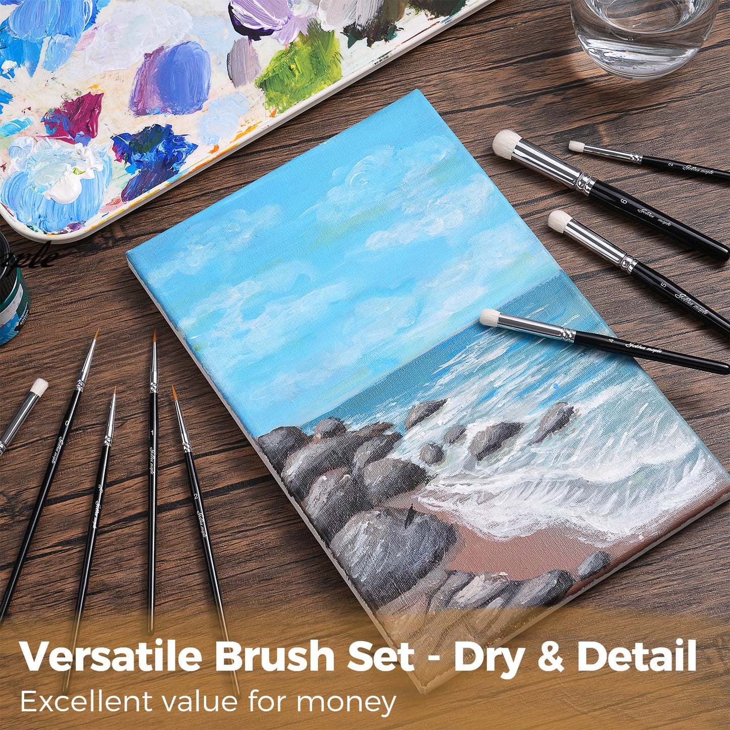 Golden Maple Detail Paint Brushes Set 10pcs