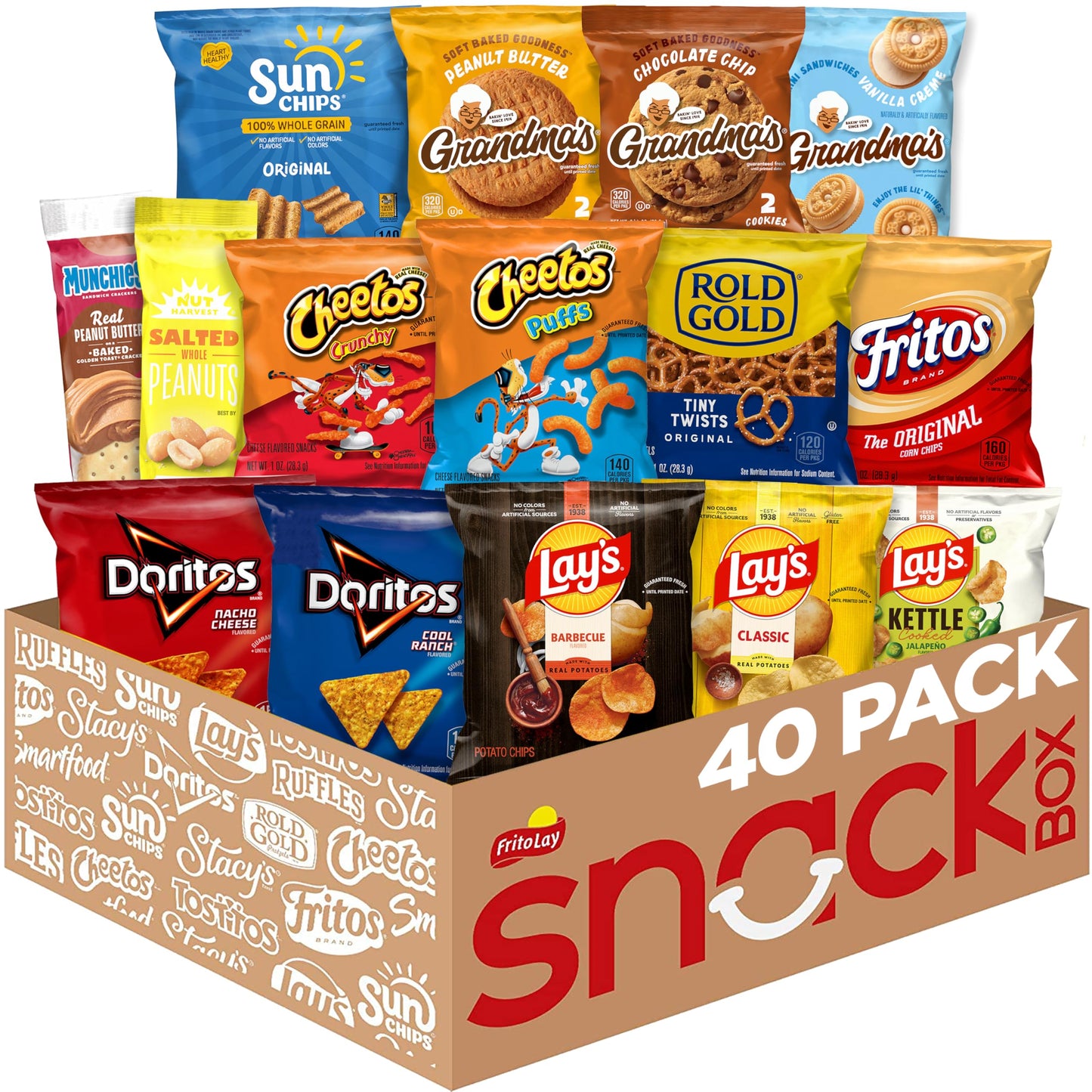 Frito-Lay Ultimate Snack Care Package, Favorites Mix, Variety Assortment of Chips, Cookies, Crackers & More, 40 Count