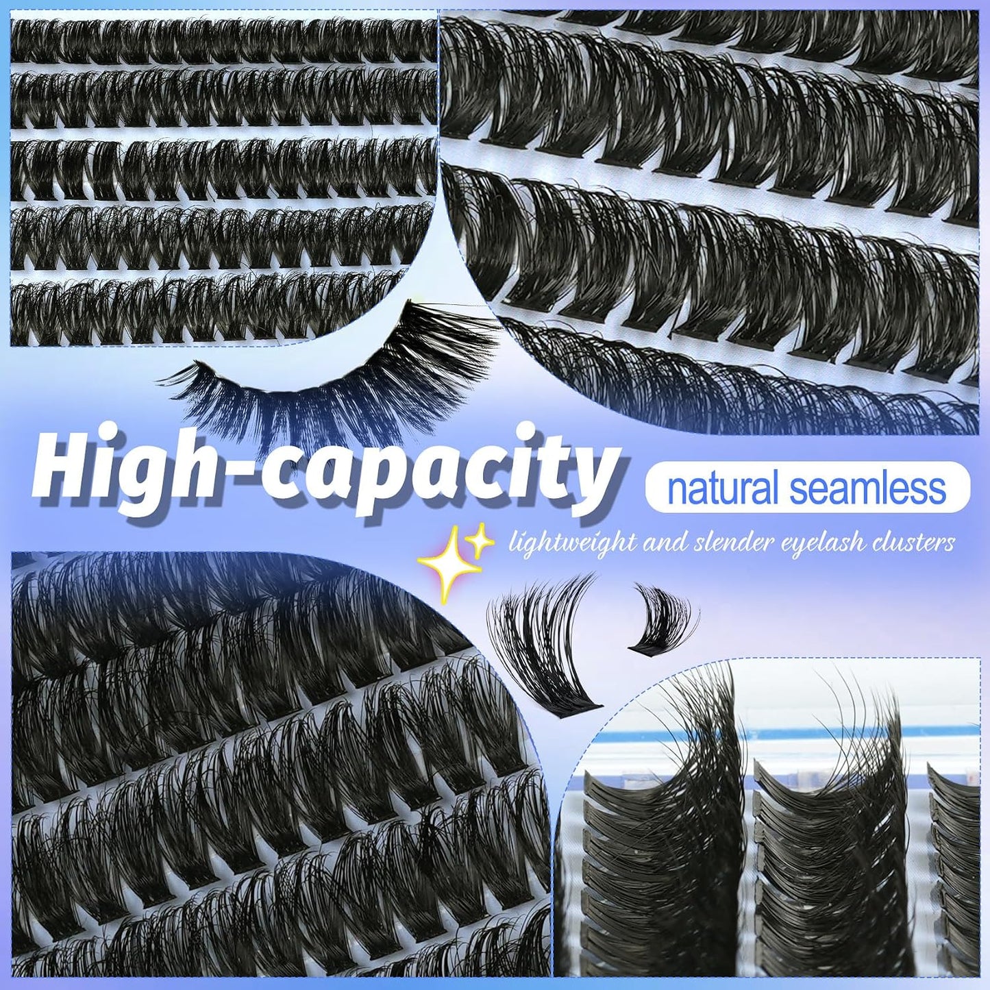 Lash Clusters Wispy 100D Eyelash Clusters 10-18mm Fluff Cluster Eyelash Extensions D Curl No Plastic Feel Individual Lashes Extension 204 Pcs Versatile False Eyelashes Clusters