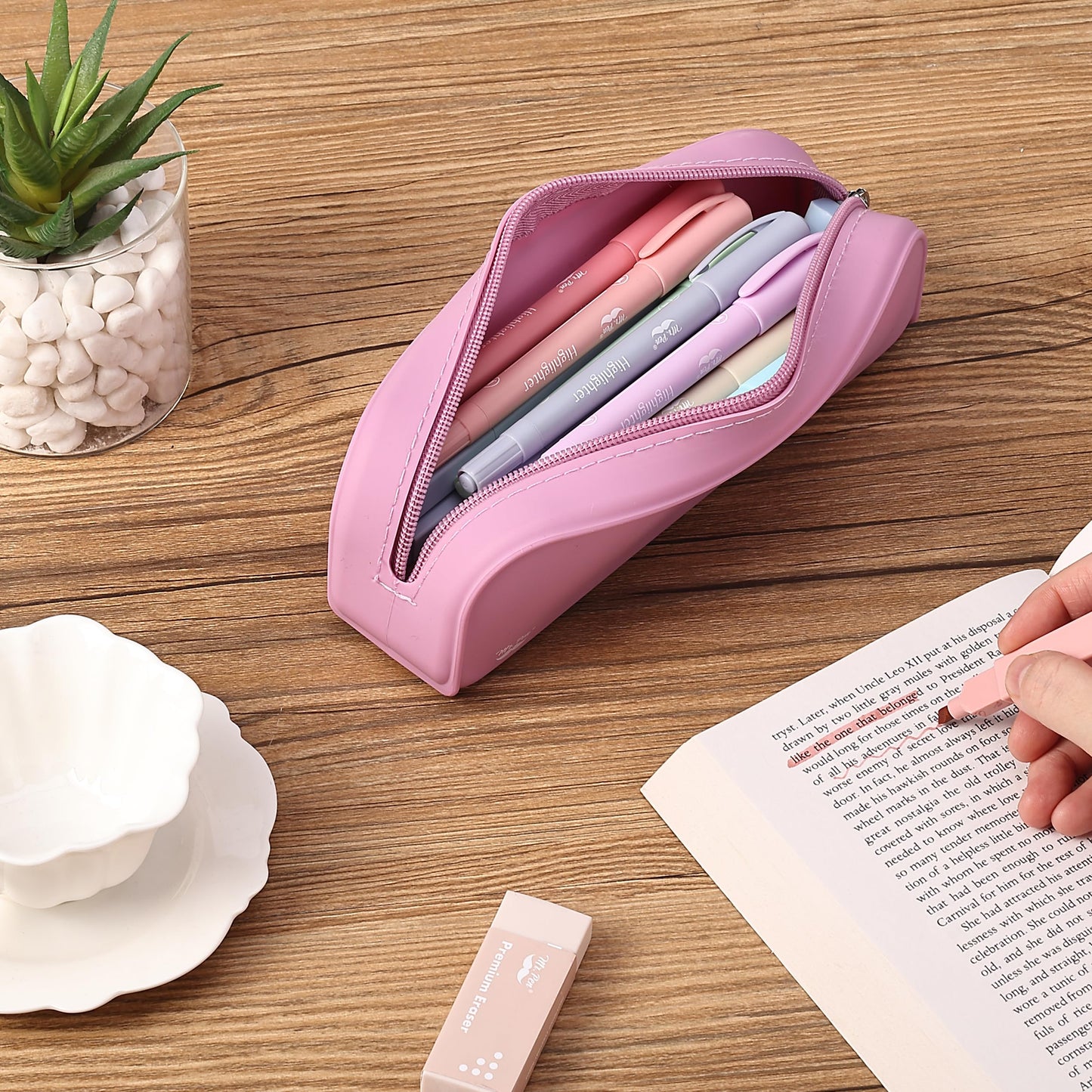 Mr. Pen- Silicone Pencil Case, Aesthetic Pencil Bag for Women, Makeup Pouch