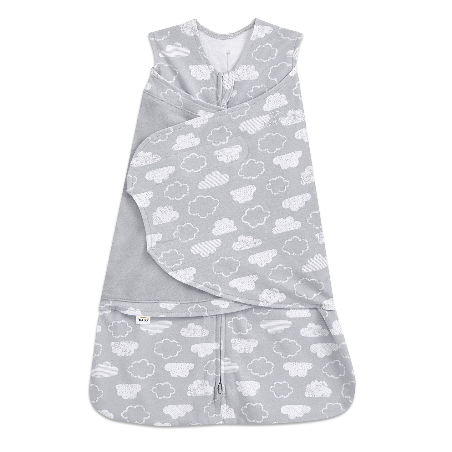 HALO 100% Cotton Sleepsack Swaddle, 3-Way Adjustable Wearable Blanket, TOG 1.5, Baby Blue, Newborn, 0-3 Months