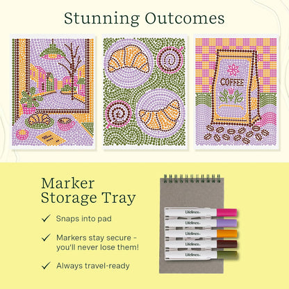 Lifelines FlowArt Mini Activity Pads, 3-Pack, Dot-by-Letter Coloring Books
