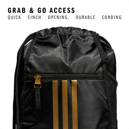 adidas Alliance Sackpack – Drawstring Backpack for Sports, Small Gym Bag, Preloved Teal Green/Black/3, OSFA