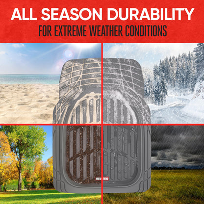 Motor Trend -2 Piece Front Car Floor Mats- Black FlexTough Contour Liners-Deep Dish Heavy Duty Rubber Floor Mats for Car SUV Truck & Van-All Weather Protection, Universal Trim to Fit