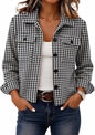 Zeagoo Flannels for Women Cropped Shacket Jacket Fashion Plaid Fall Coat