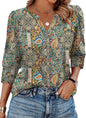 WIHOLL 3/4 Length Sleeve Womens Tops with Button Cuffs Dressy Casual V Neck Summer Outfits Early Fall Fashion Spring Clothes
