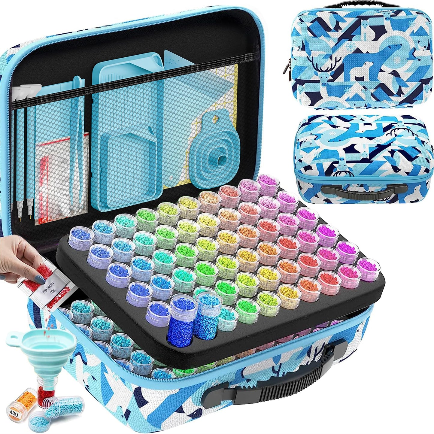 ARTDOT 60 Slots Storage Container for Diamond Art Kits for Adults, Portable Bead Storage Boxes for Diamond Painting Accessories and Tools