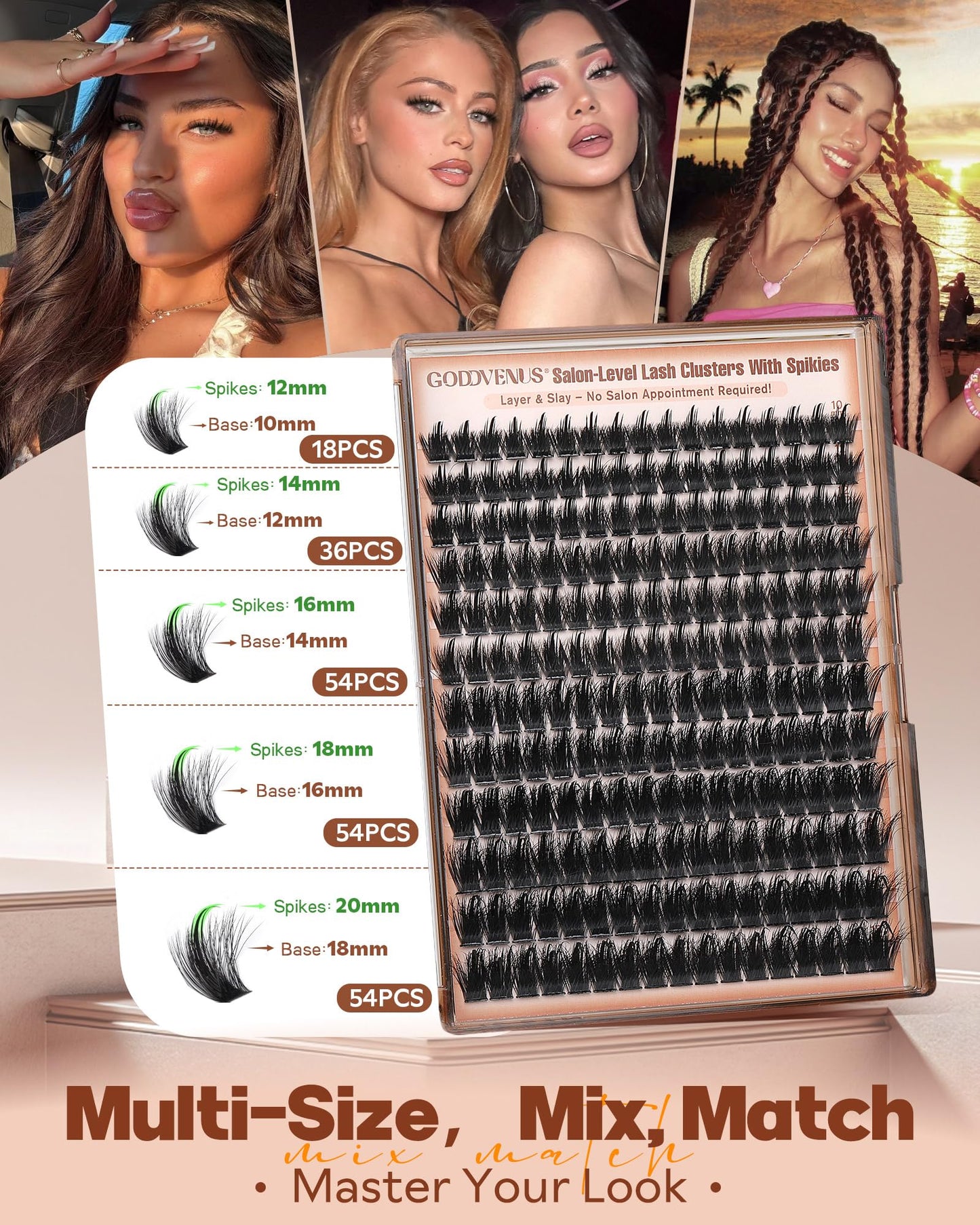 Goddvenus Pre-made Spikes Lash Clusters Wispy Manga Eyelash Clusters