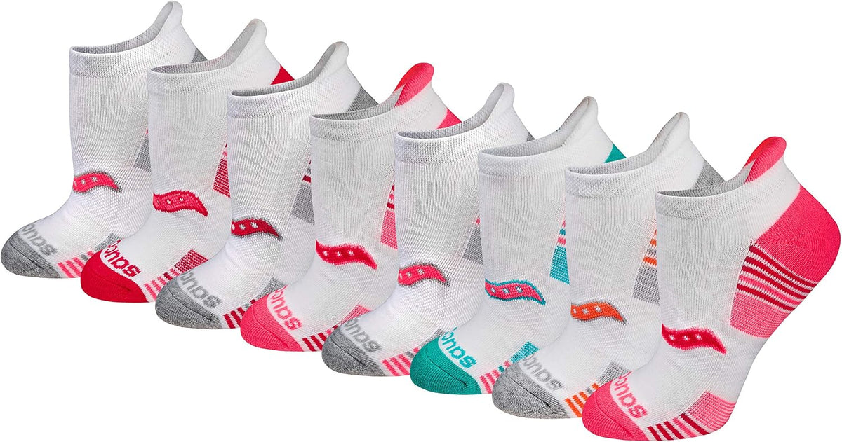 Saucony Women's RunDry Performance Heel Tab Athletic Socks, Available in S-L (8, 16, 24 Pairs)
