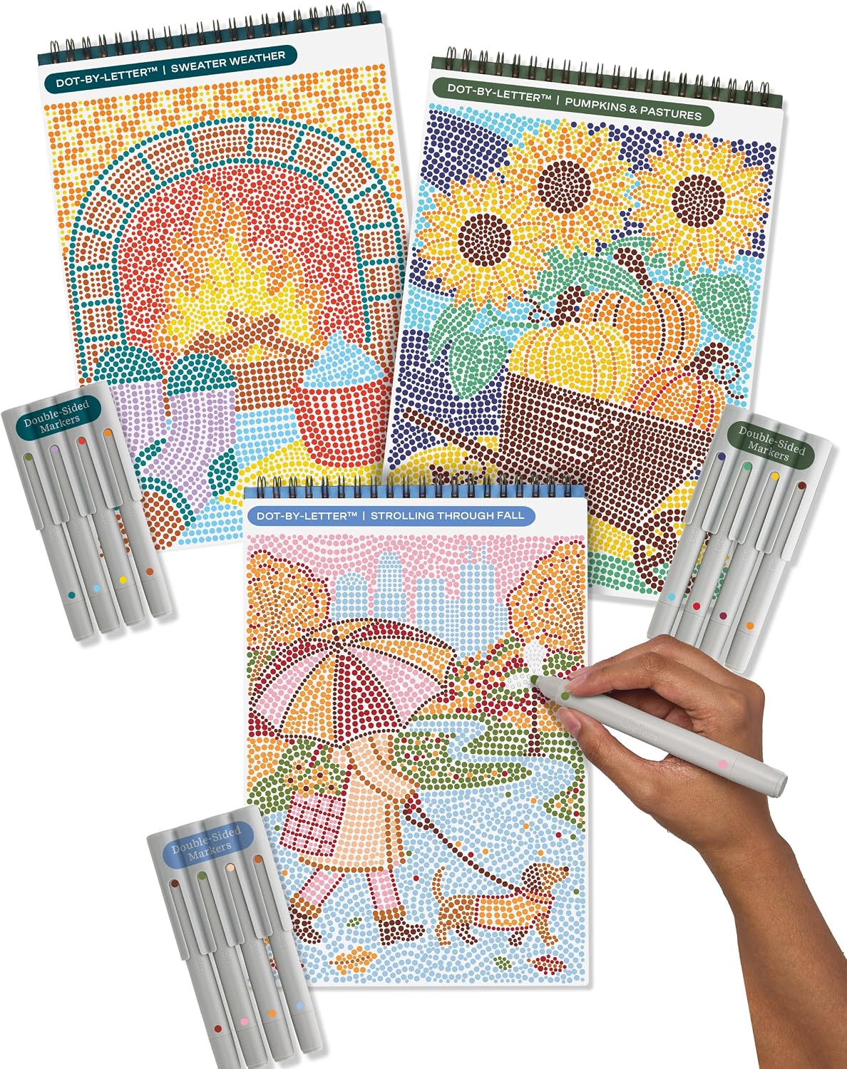 Lifelines FlowArt Mini Activity Pads, 3-Pack, Dot-by-Letter Coloring Books