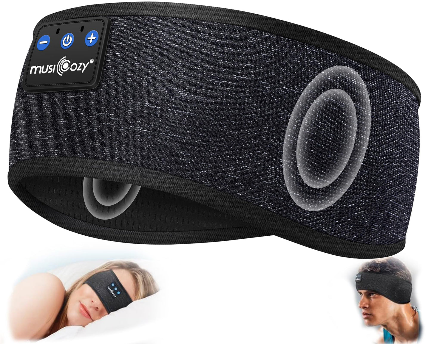 MUSICOZY Sleep Headphones Bluetooth Headband Headphones for Side Sleepers