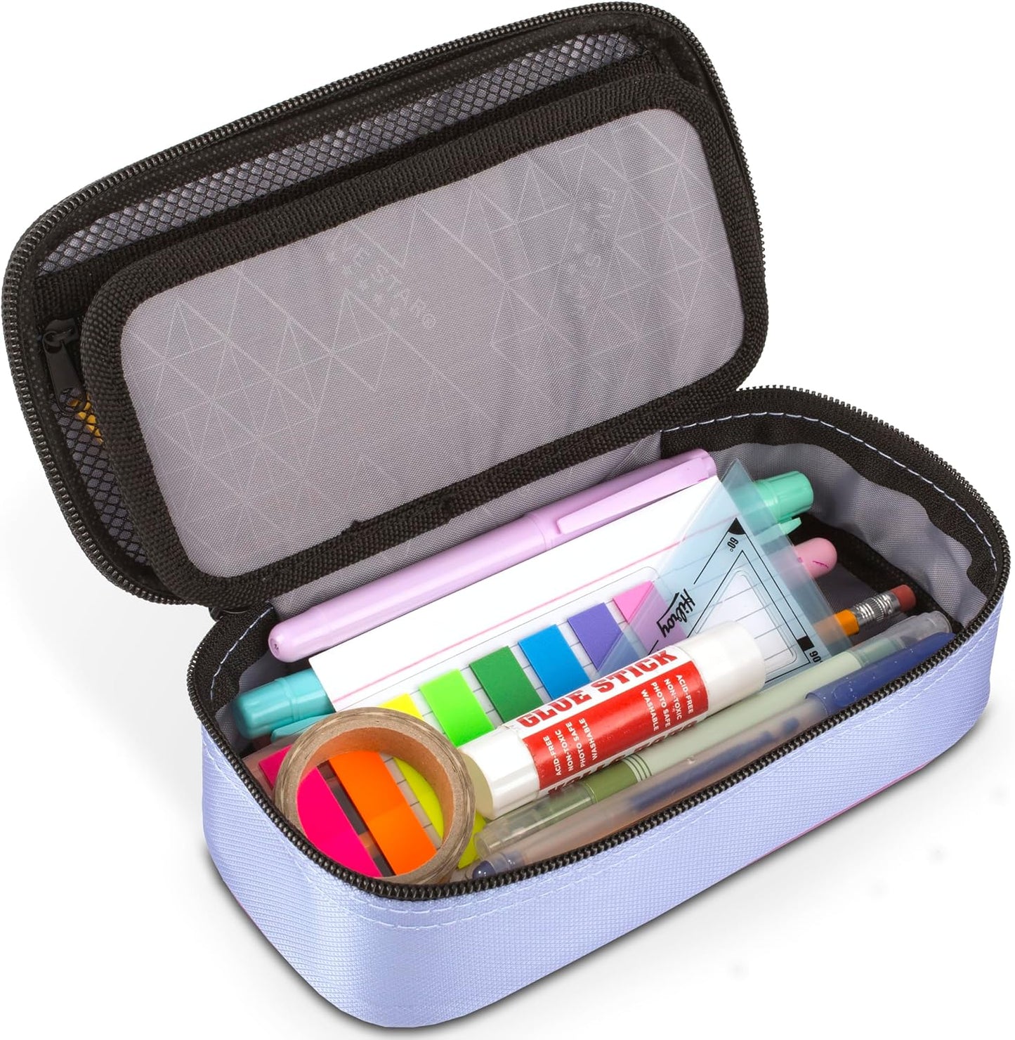 Five Star Pencil Pouch, Pen Case, High-Capacity Zipper Pouch, Storage Organizer for School Supplies Earbuds Chargers Cables Makeup, Blue/Denim (500212F-ECM)