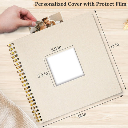 12"x12" Scrapbook Photo Album Linen Cover 40 Sheets 80 Pages White Paper