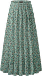 NASHALYLY Women's Chiffon Elastic High Waist Pleated A-Line Maxi Skirts