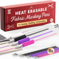 Lange & König 4x Heat Erasable Fabric Marking Pens for Sewing - 4 Pens + 8 Refills - Sewing Supplies Quilting Supplies Table Accessories Embroidery Pen Tailors Chalk Alternative