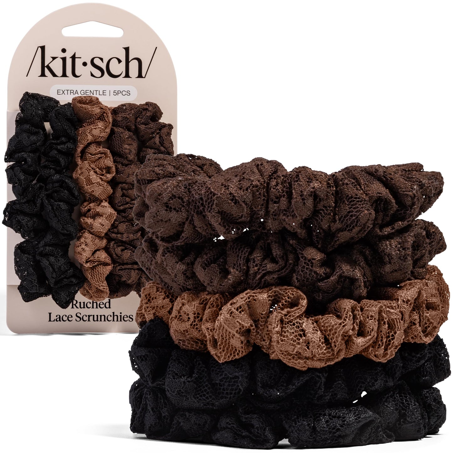Kitsch Ultra-Petite Satin Scrunchies for Women - Eucalyptus, 6pcs