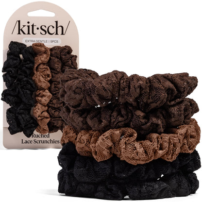 Kitsch Ultra-Petite Satin Scrunchies for Women - Eucalyptus, 6pcs