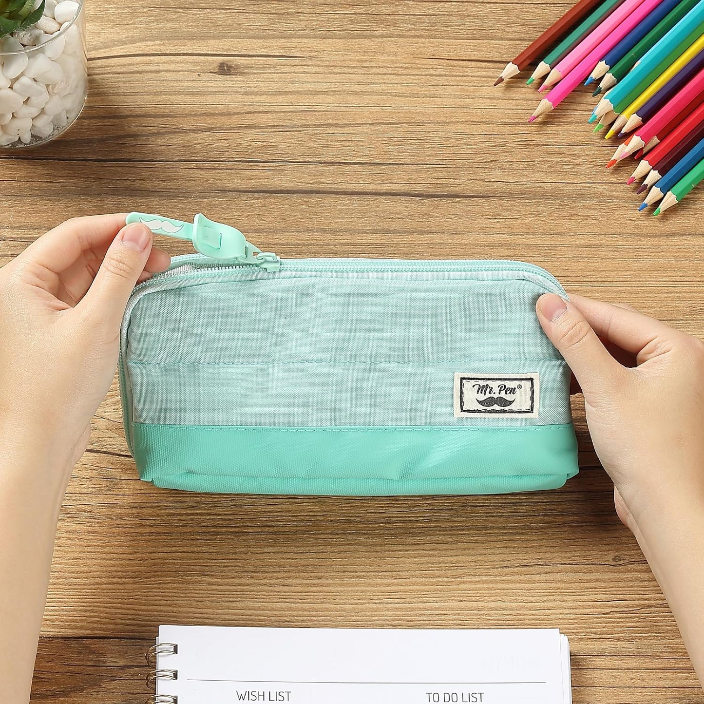 Mr. Pen- Wide-Opening Pencil Case, Triangle Design