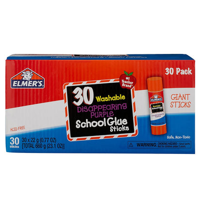 Elmer's Disappearing Purple School Glue Sticks, Washable, 22 Grams, 3 Count - Poster, Vision Board, Back to School Supplies, #1 Teacher Brand