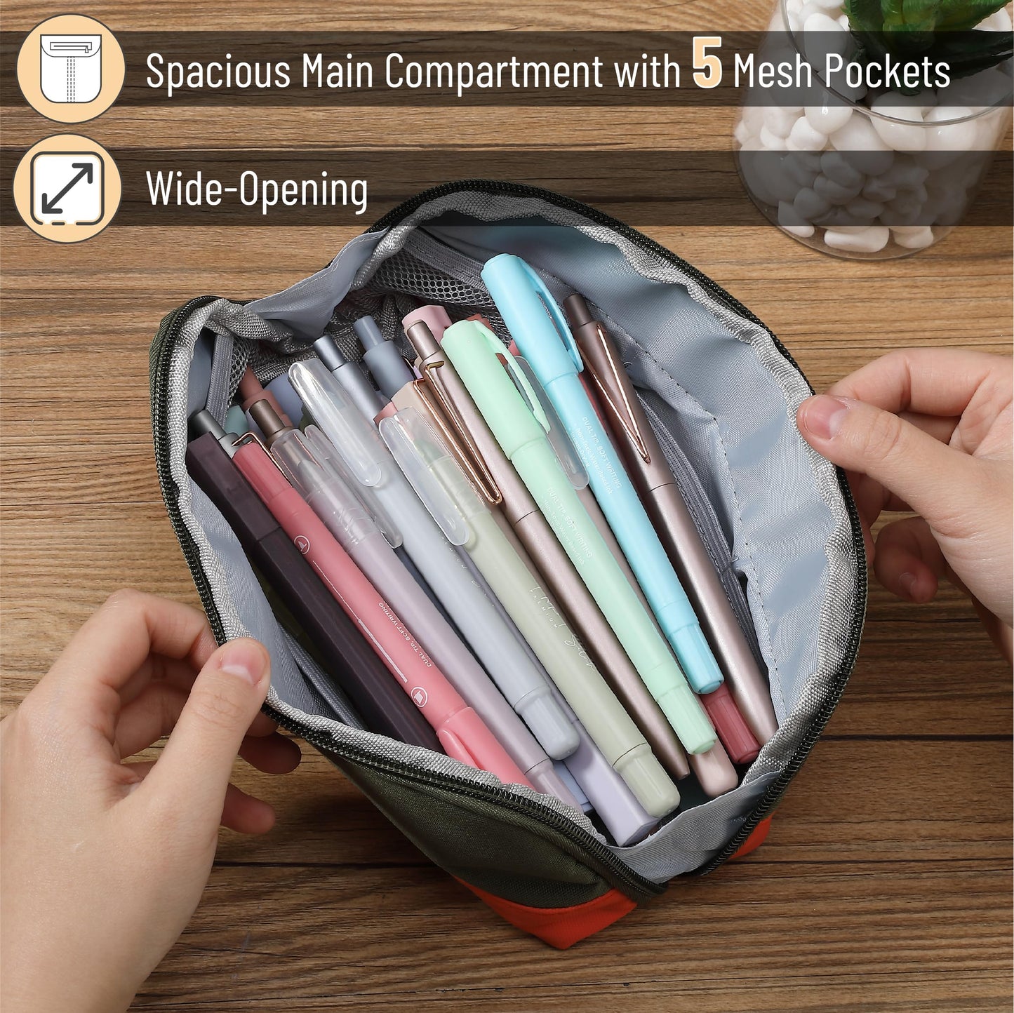 Mr. Pen- Wide-Opening Pencil Case, Triangle Design