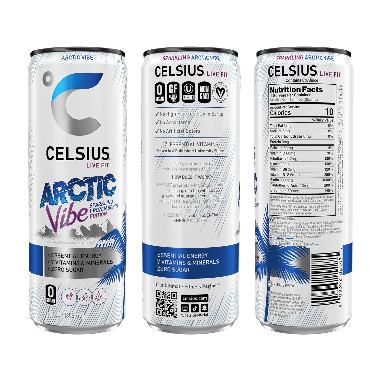 CELSIUS Sparkling Tropical Vibe, Functional Essential Energy Drink 12 Fl Oz (Pack of 12)