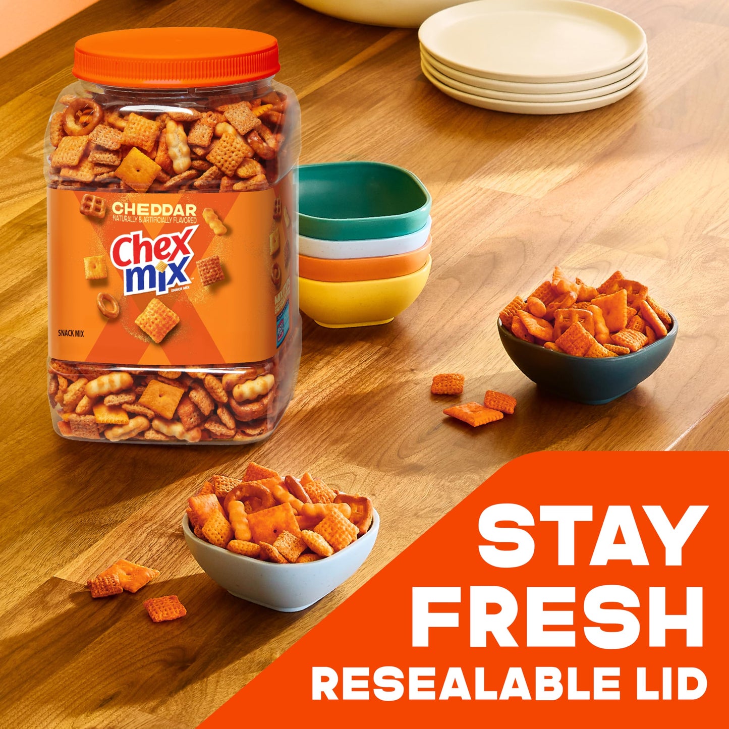 Chex Mix Bold Garlic & Herb Snack Mix, Resealable Tub, 20 oz