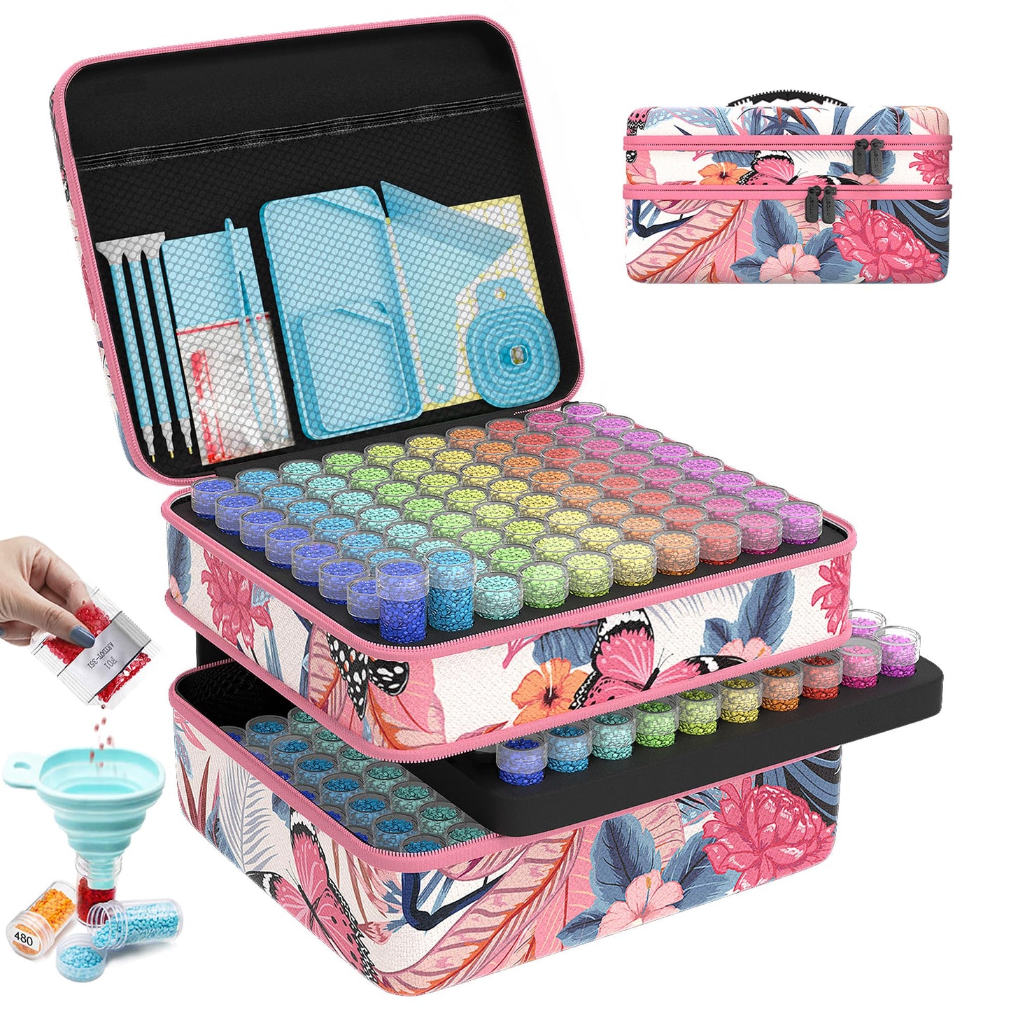 ARTDOT 60 Slots Storage Container for Diamond Art Kits for Adults, Portable Bead Storage Boxes for Diamond Painting Accessories and Tools