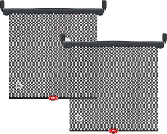 Munchkin Brica Sun Safety Car Window Shade with Heat Alert, Helps Block UVA/UVB Rays, 2 Pack, Black