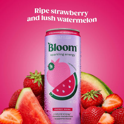 Bloom Nutrition Zero Sugar Energy Drink, Apple Crisp, 12oz 12pk