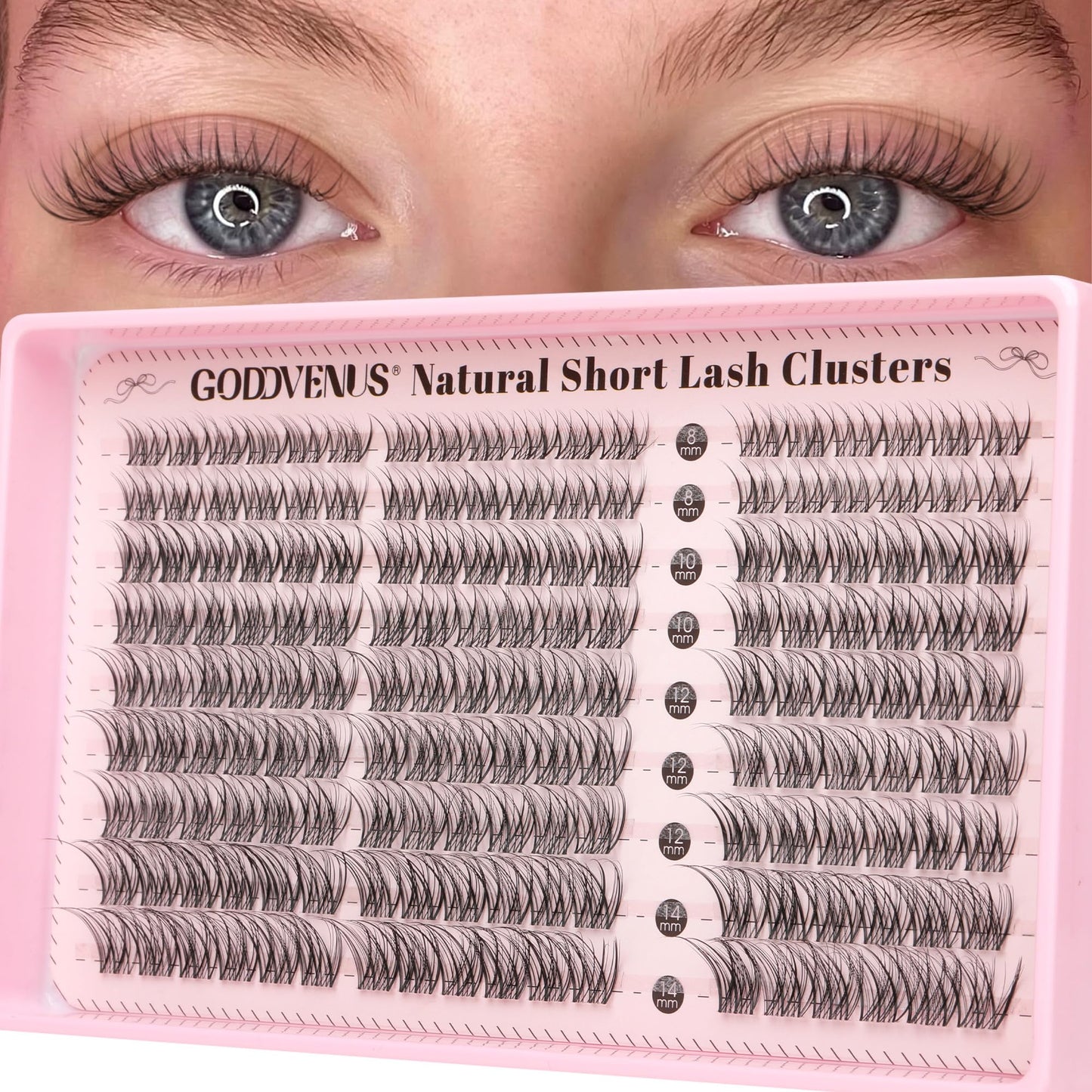 Goddvenus Brown Wispy Eye Lash Clusters Kit Natural Cluster Eyelash Extensions Kit False Eyelash Clusters Fluffy DIY Individual Lash Extensions Kit C Curl