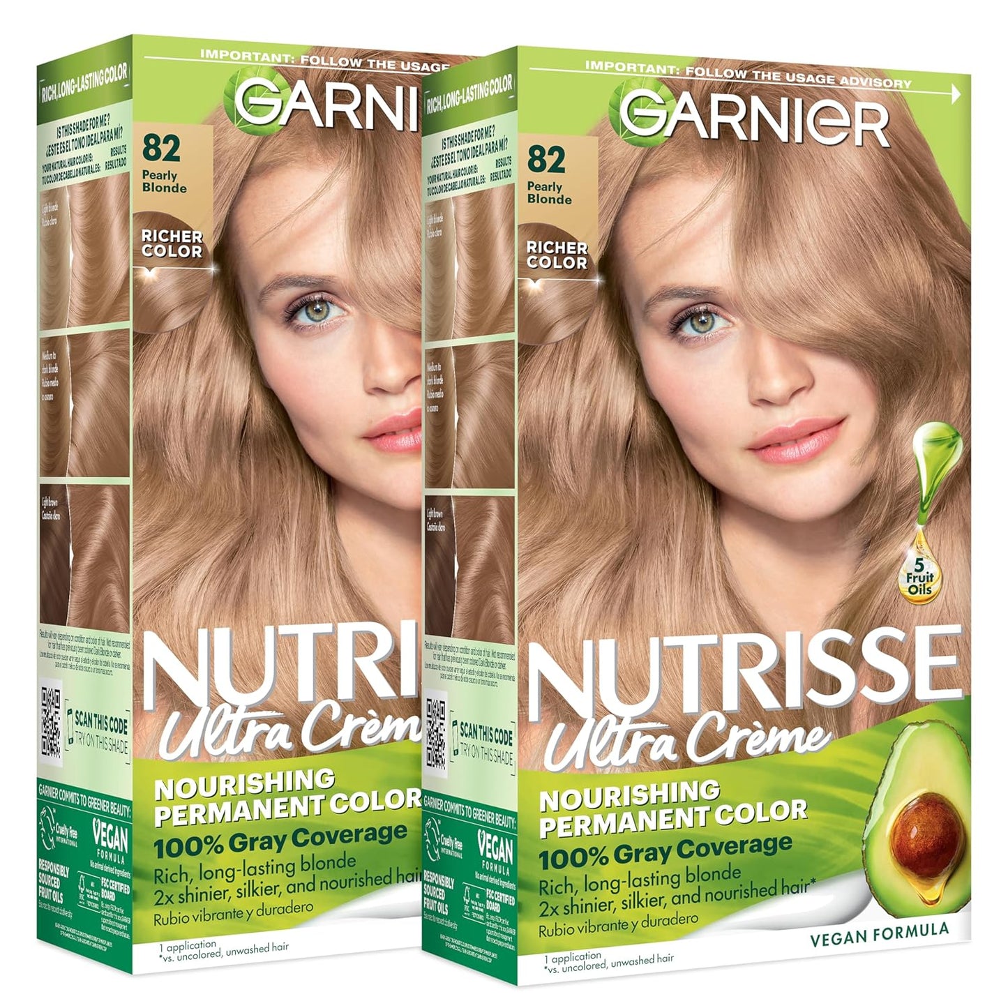 Garnier Nutrisse Ultra Crème Hair Color, Permanent Hair Dye with 100% Gray Coverage, Vegan & Cruelty-Free, 33 Darkest Golden Brown (Caramel Fudge), 1 Count