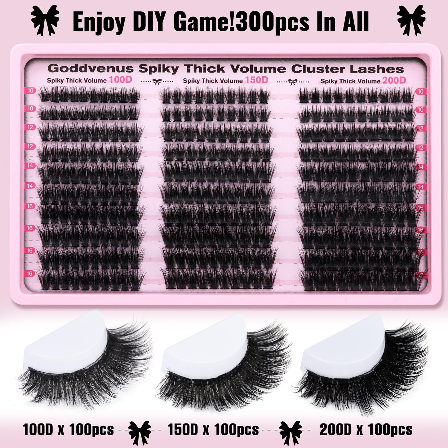 Goddvenus Brown Wispy Eye Lash Clusters Kit Natural Cluster Eyelash Extensions Kit False Eyelash Clusters Fluffy DIY Individual Lash Extensions Kit C Curl