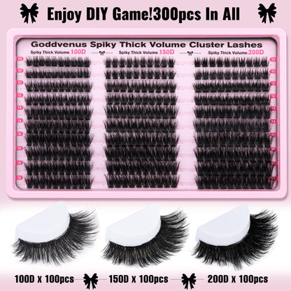 Goddvenus Brown Wispy Eye Lash Clusters Kit Natural Cluster Eyelash Extensions Kit False Eyelash Clusters Fluffy DIY Individual Lash Extensions Kit C Curl