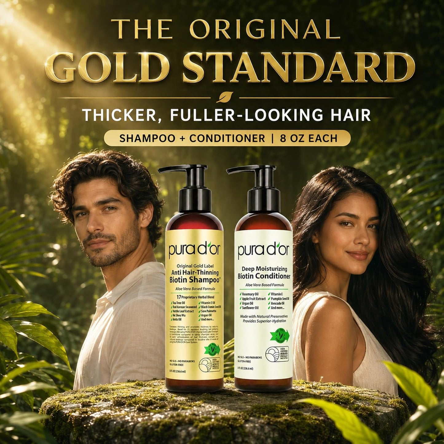 PURA D'OR Deep Moisturizing Biotin Hair Regrwoth Conditioner Thickens, Softens, & Moisturizes Dry, Frizzy, Damaged Hair w/Argan Oil, Pumpkin, Rosemary, Honeysuckle, Vitamin E, Men & Women, 16oz
