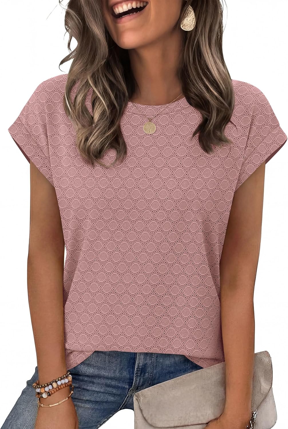 Alaroo Womens Summer Tops Short Sleeve Shirts Crew Neck Tshirt Cute Trendy Tunic Blouses (S-3XL)