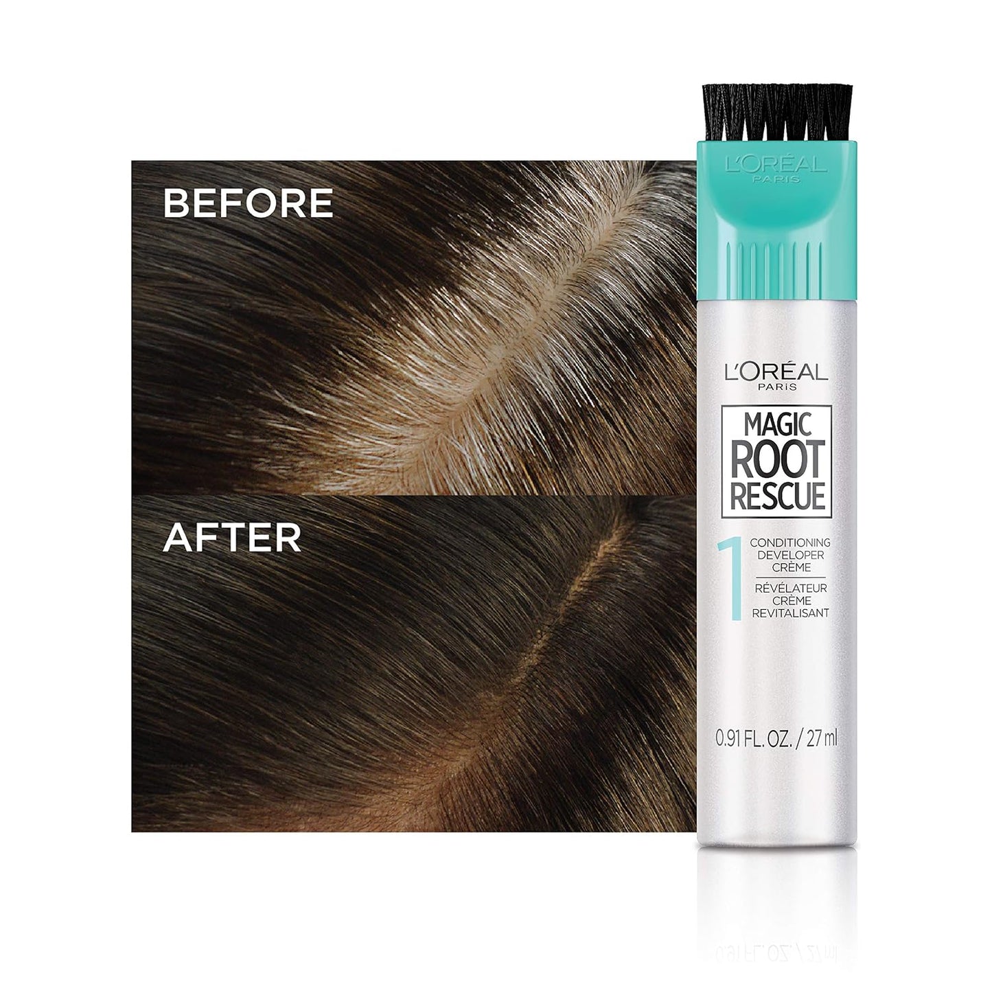 L'Oreal Paris Magic Root Permanent Hair Color Kit, 100% Gray Hair Coverage In Just 10 Minutes, Precision Brush Applicator for Seamless Application, 4 Dark Brown (2 Count)
