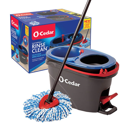 O-Cedar RinseClean Spin Mop & Bucket System + 2 Extra Mop Heads| Clean with Clean Water | Removes 99% of Bacteria