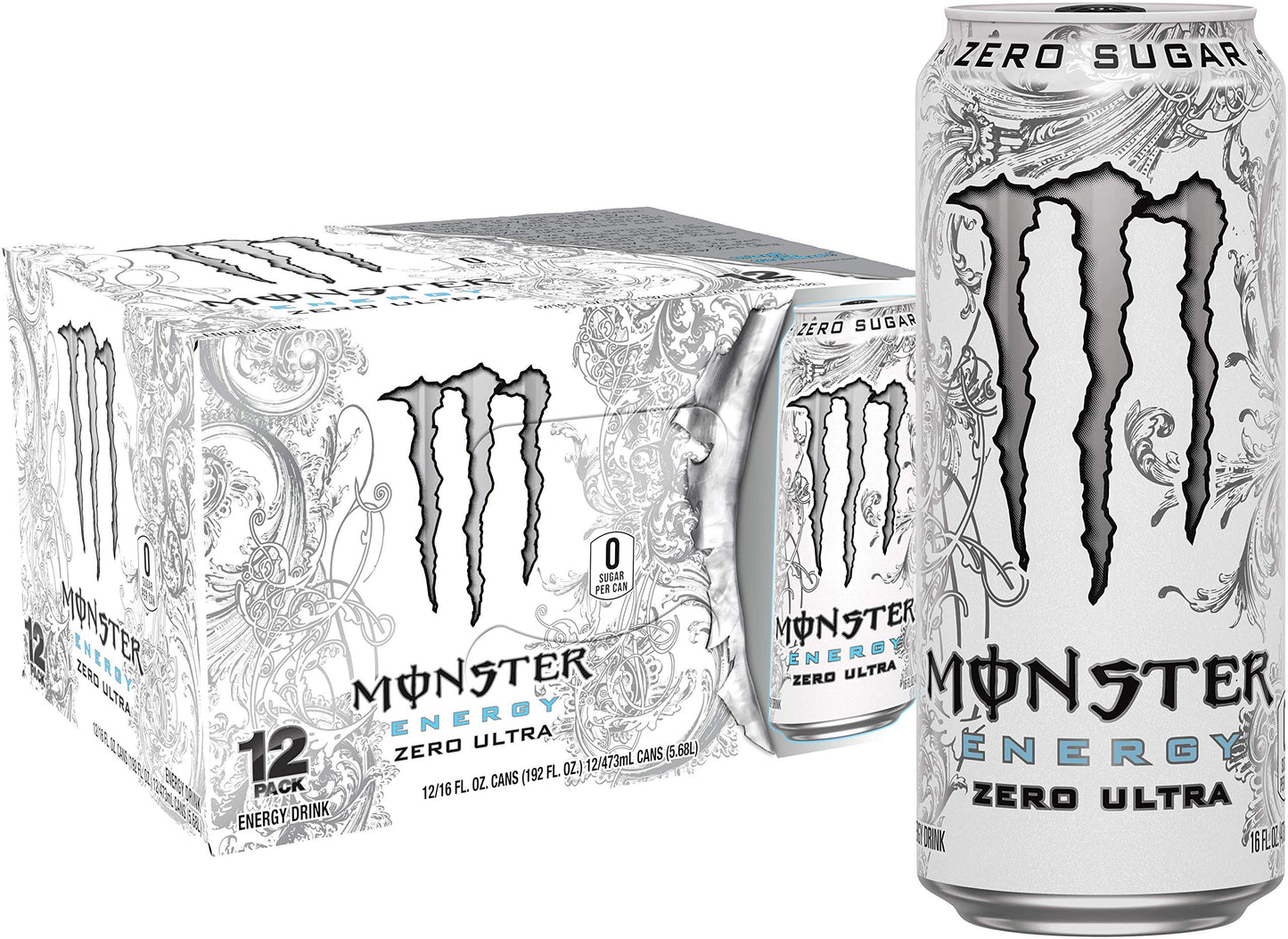 Monster Energy Zero Ultra, Sugar Free Energy Drink, 16 Ounce