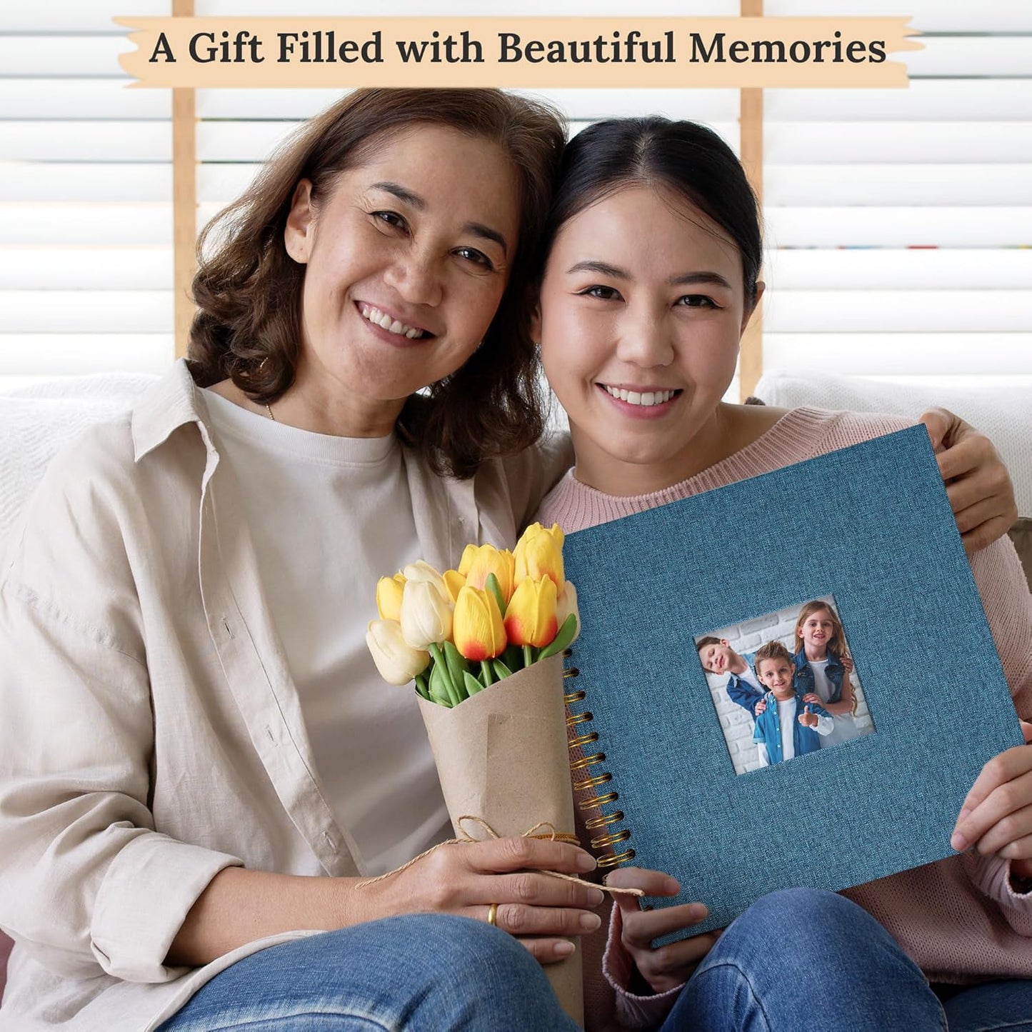 12"x12" Scrapbook Photo Album Linen Cover 40 Sheets 80 Pages White Paper