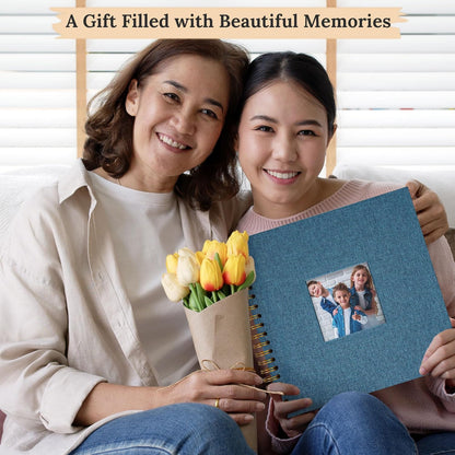 12"x12" Scrapbook Photo Album Linen Cover 40 Sheets 80 Pages White Paper