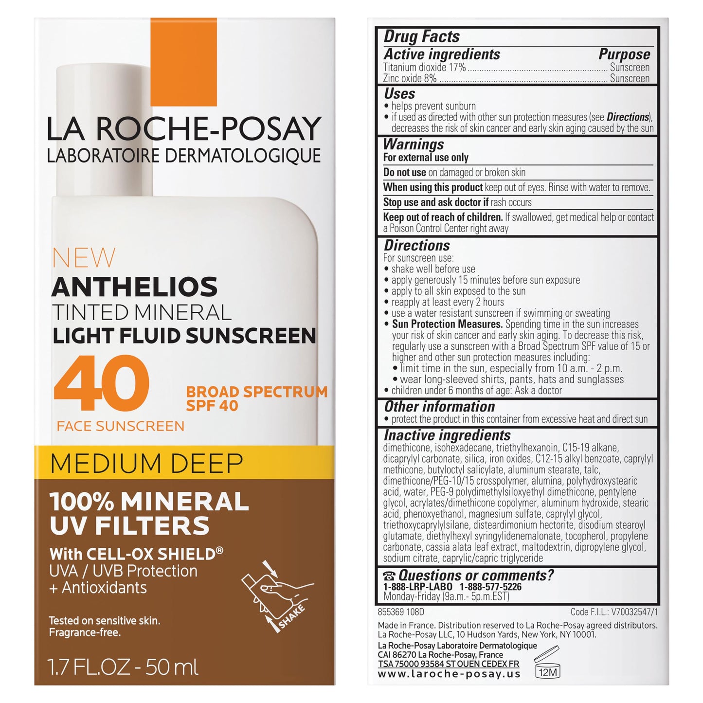 La Roche-Posay Anthelios Mineral Light Fluid Sunscreen for Face in 5 shades