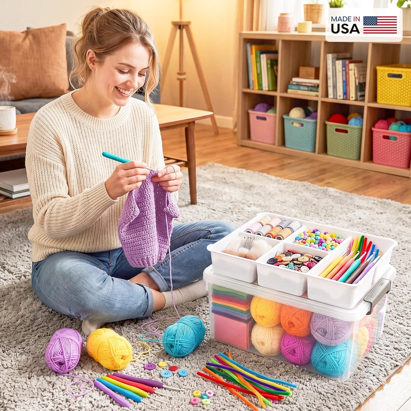 Citylife 6Qt 4Packs Clear Craft Organizers and Storage BOX, Sensory Bins