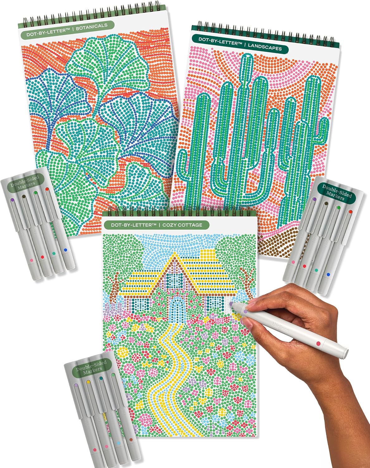 Lifelines FlowArt Mini Activity Pads, 3-Pack, Dot-by-Letter Coloring Books