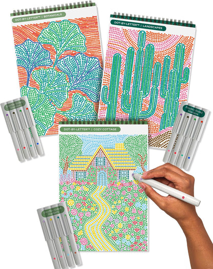 Lifelines FlowArt Mini Activity Pads, 3-Pack, Dot-by-Letter Coloring Books
