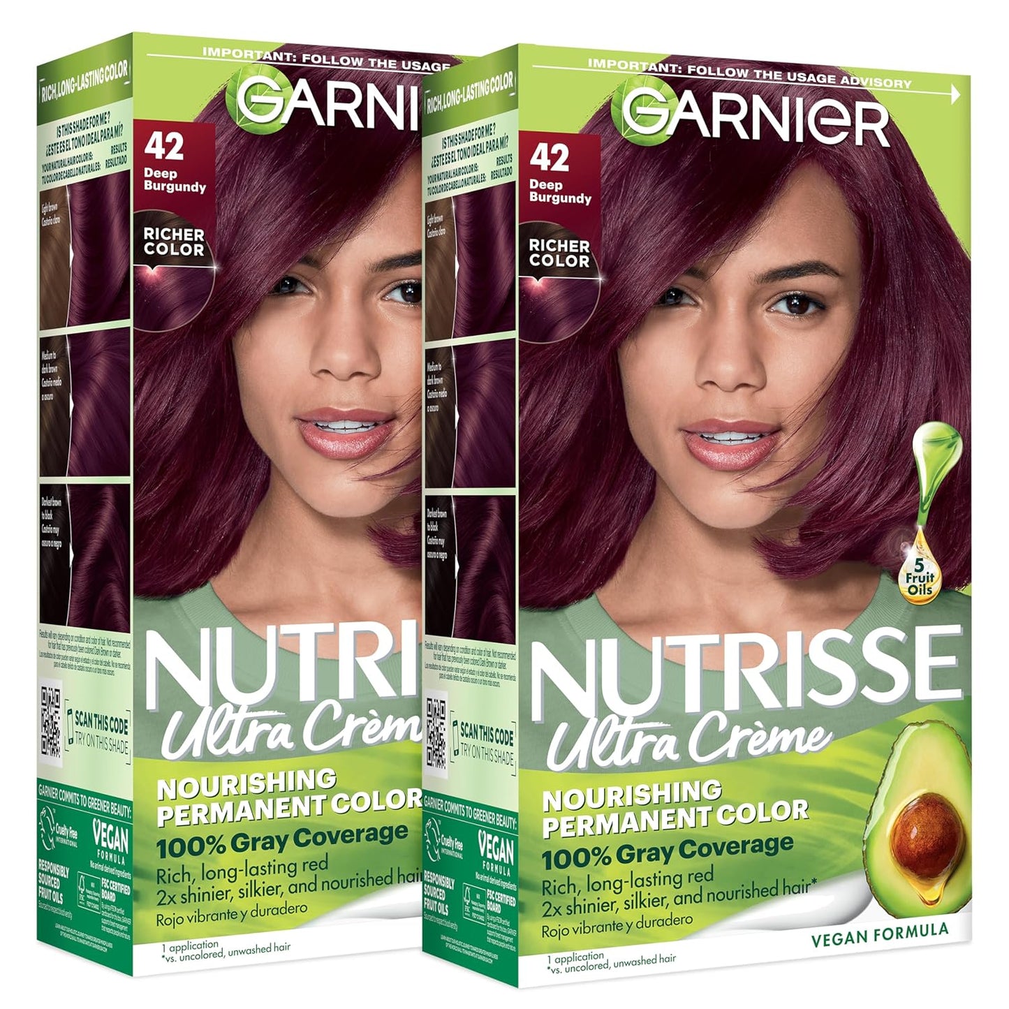 Garnier Nutrisse Ultra Crème Hair Color, Permanent Hair Dye with 100% Gray Coverage, Vegan & Cruelty-Free, 33 Darkest Golden Brown (Caramel Fudge), 1 Count