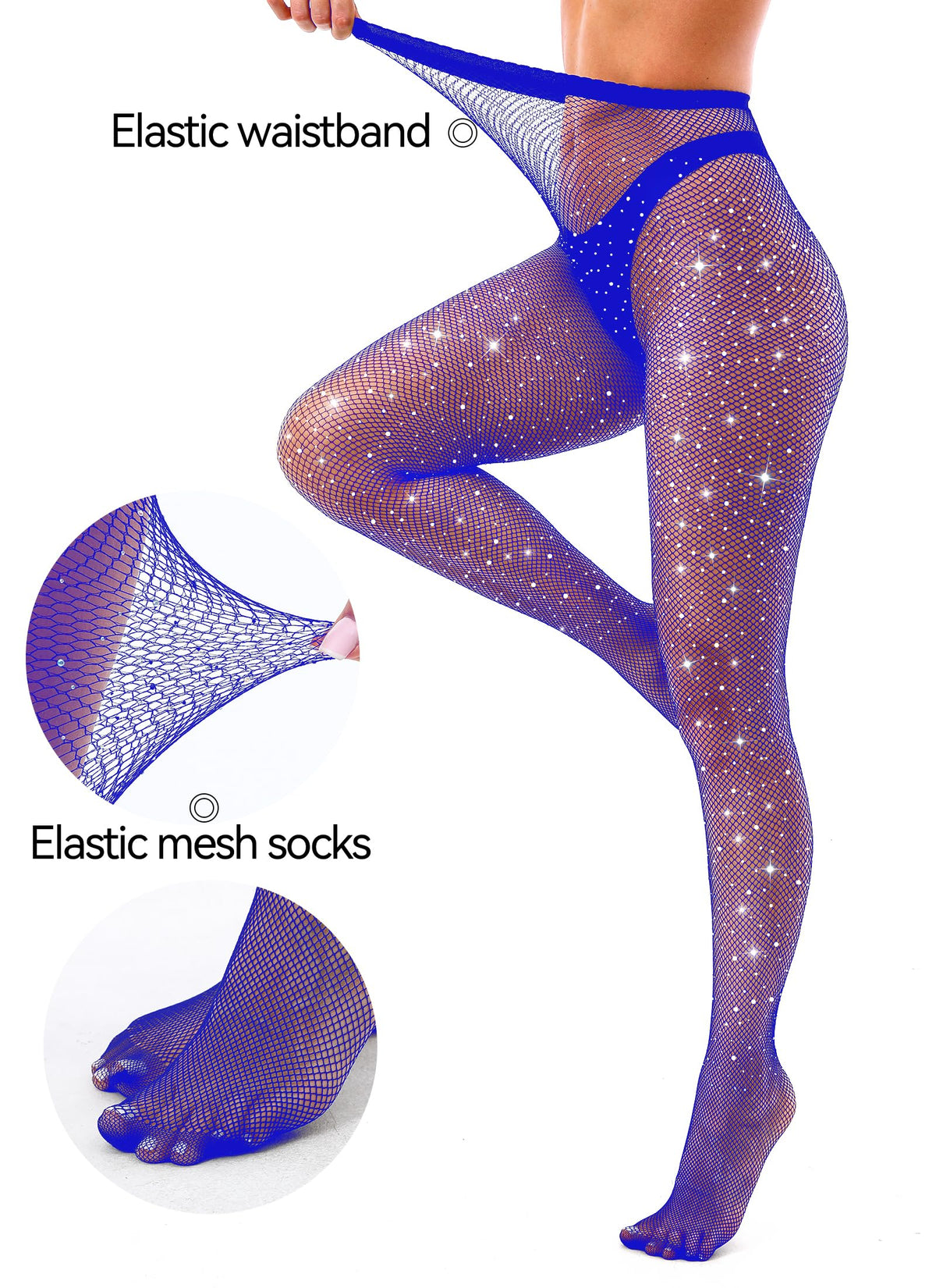 VEBZIN Sparkly Fishnets Stockings High Waist Tights for Women