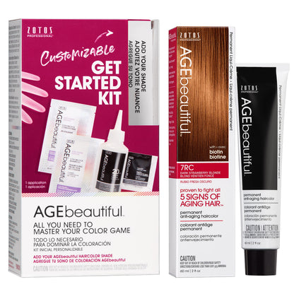 AGE beautiful Permanent Hair Color Cream, 100% Gray Coverage Hair Dye with Biotin Anti-Aging Formula for Fuller, Thicker Hair, Professional Salon Quality