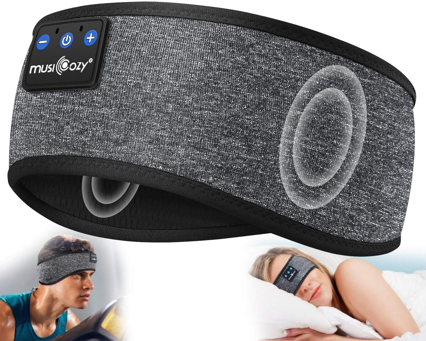 MUSICOZY Sleep Headphones Bluetooth Headband Headphones for Side Sleepers