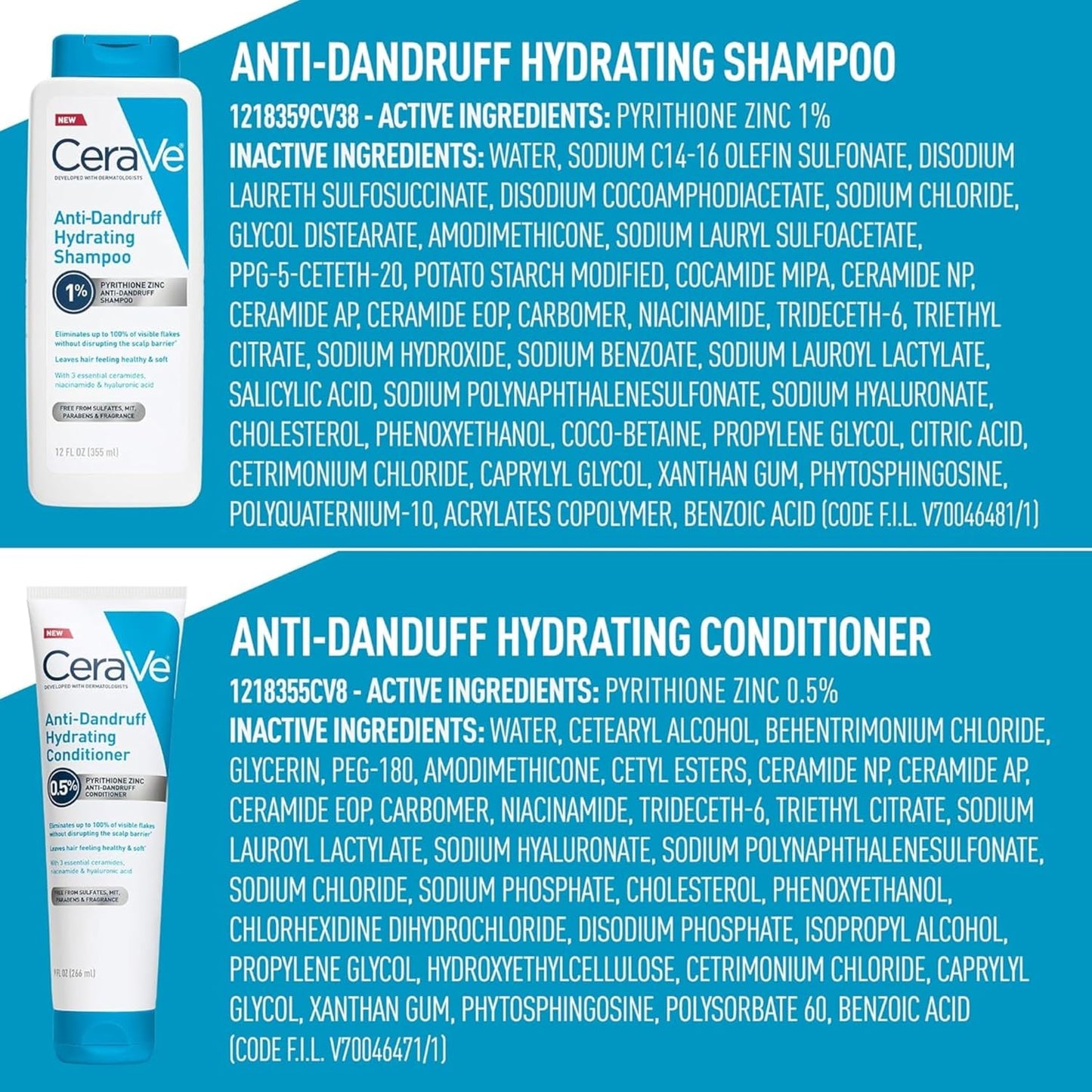 CeraVe Hydrating Anti Dandruff Shampoo, Itchy Scalp Treatment, 12oz